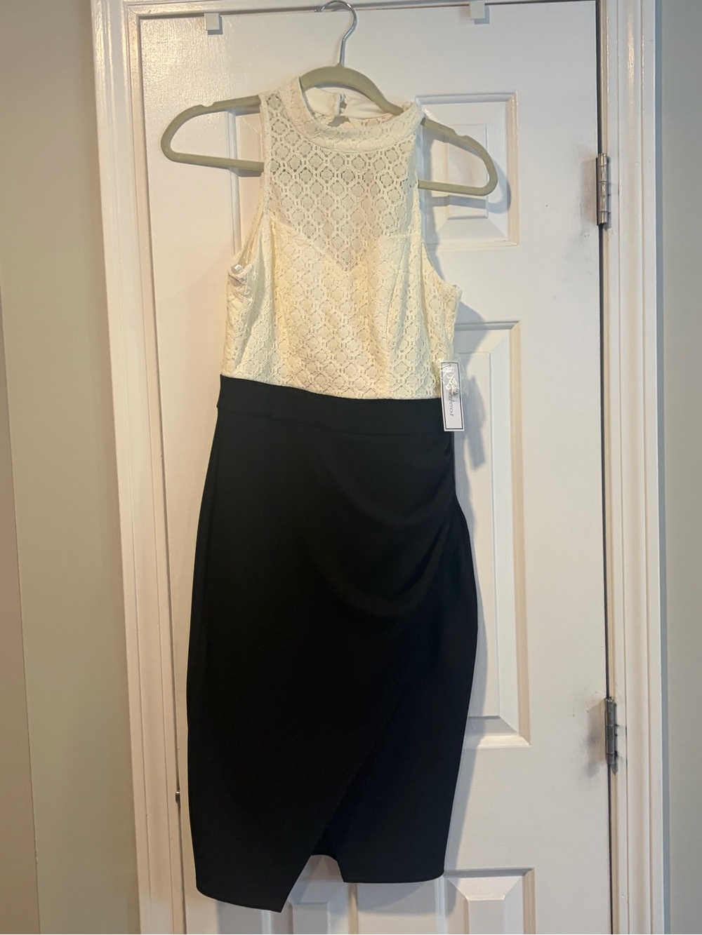 NWT Women’s Mock Neck Dress in Ivory and Black